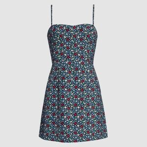 French Connection Women's Spaghetti Strap Blue Ditsy Floral Mini Dress